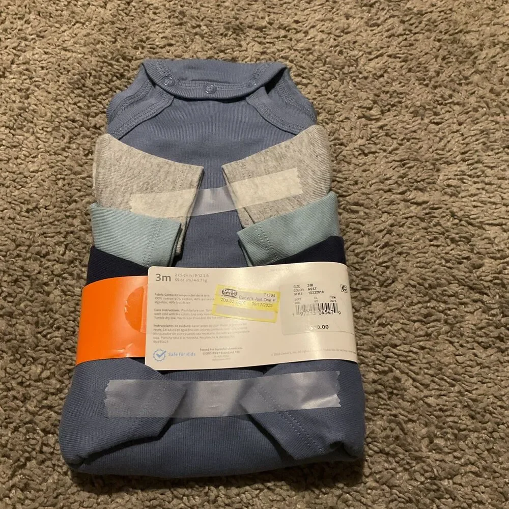 Carter's Just One You Baby  4pk Shorts Solid Bodysuit - Size 3M